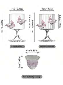 1pc Pink Butterfly Stemless Glass Cup, Ins-Style Elegant Glass Cup For Juice, Coffee, Milk