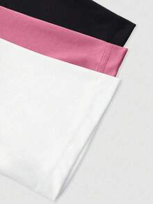 Speed mate 3 件套女士休闲超大码 T 恤夏季圆领短袖运动基本款 T 恤上衣 - 粉色 - 查看 5