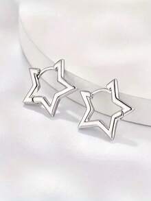 2 件优雅五角星设计女士耳环夹，适合日常和节日佩戴