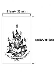 1 peça de tatuagem falsa temporária, tatuagem semipermanente de raposa de nove caudas, à prova d'água e suor, dura de 1 a 2 semanas, suco de ervas realista, antifricção, não reflexivo, preto, para mulheres e homens, adesivos de tatuagem para braço, peito, perna, abdômen, cintura, dedos, pescoço, coluna, arte corporal modernista