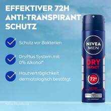 MEN Dry Impact Deo Spray, Antiperspirant For 72h Reliable Protection Against Sweat And Odor, Antibacterial Deodorant Without Ethyl Alcohol (150 Ml) - 或者 - 查看 1