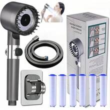 5-In-1 Handheld Shower |   Pressure Boosting, Chlorine & Hard Filtration, ON/OFF Control, Adjustable Spray Modes, Hair & Skin Massage |   Universal Interface, 5ft Hose, 6 Elements, No-Drill Bracket |   Comfortable Massage Bath - Grey - View 2