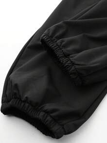 2PCS Girls Sweet - Cool Letter Hoodie Set, Soft Skin - Friendly, School Daily All - Season Wear - Black - View 7