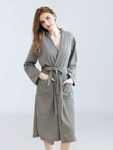 1 pezzo Accappatoio personalizzato in stile waffle per la primavera/autunno, tuta da sauna sottile da donna per sudorazione a vapore, accappatoio assorbente e ad asciugatura rapida da uomo, morbido, assorbente, comodo pigiama con tasche e cintura, multifunzionale, decorativo, riutilizzabile, raffinato, elegante, di alta qualità, colorato, moderno, personalizzato, unico, regalo ideale per lui, regalo ideale per lei, ragazzo, papà, ragazza, mamma, famiglia, amici, sala da tè, casa, giardino, ufficio, per anniversari, per San Valentino, per la Festa della Mamma, per compleanni, per la Festa del Papà, per lauree, per matrimoni, per il riscaldamento della casa, asciugamani da doccia per salone di bellezza, hotel, sport, articoli per la casa, asciugamano, cura della pelle - Multicolore - Visualizzare 19