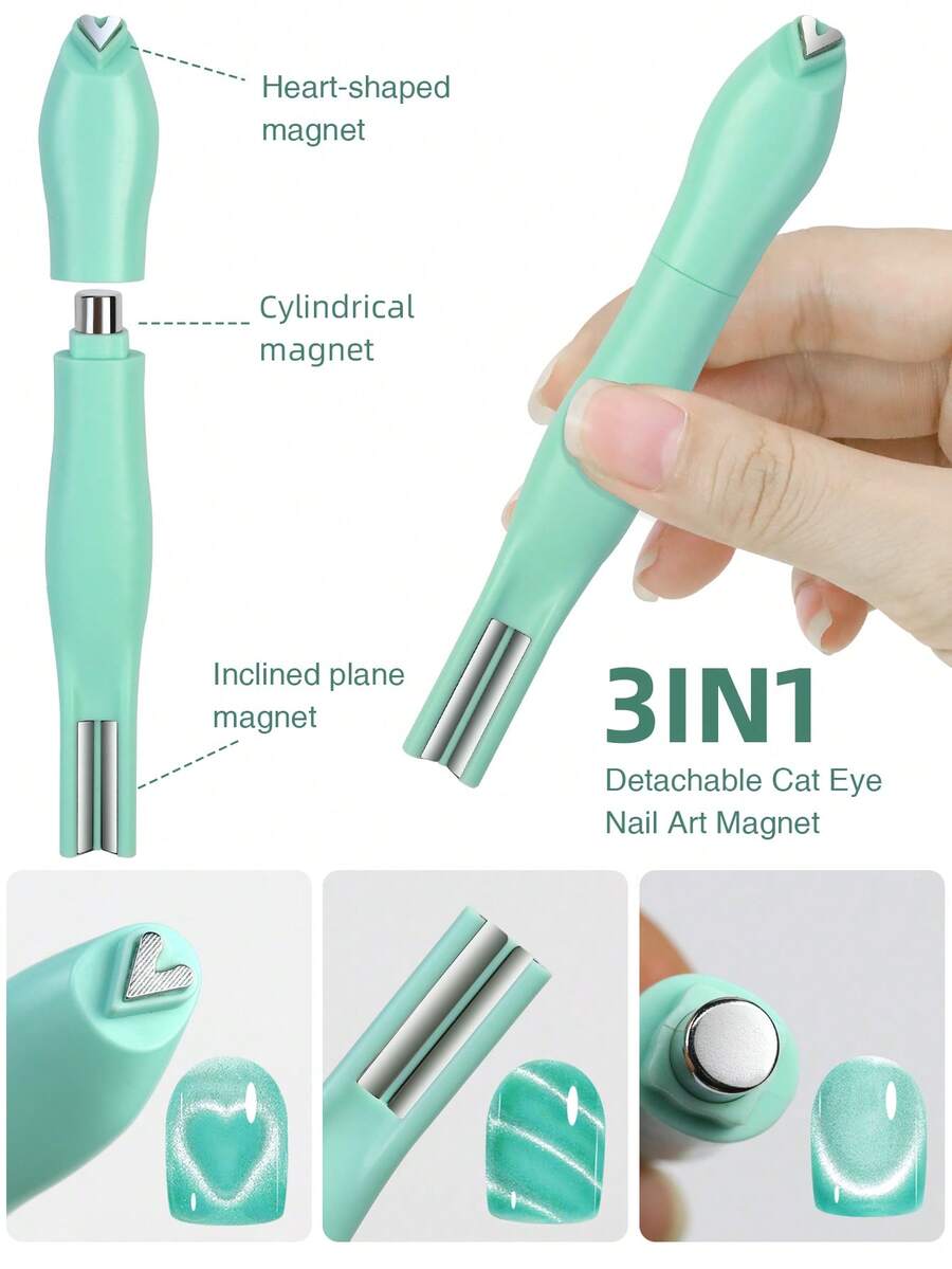 Multi Functional Nail Art Magnet Stone Pattern Absorbing Nail Gel Crystal Magnetic Bar Nail Enhancement Tool DIY,Nail Supplies,Nail Tools,Nail Art Tools,Back To School,Nails,Nail Tools For Press On Nails - Green - View 1