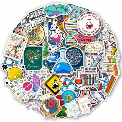 50 张/100 张科学贴纸，趣味化学生物实验室 Kindle 贴纸，适合青少年成人，乙烯基防水贴纸，适用于水瓶派对装饰笔记本电脑剪贴簿窗口