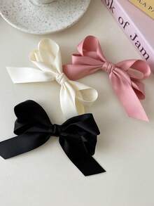 1/3pcs Soft Long Tail Bowknot Hair Clips, Retro Metal Silk Hair Clips, Suitable For School, Beach Party, Elegant Daily Wear, Great Gift For Girls, Hair Accessories For Women, Head Accessories, Hairpin - Multicolor - View 2