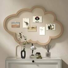 粉色云形公告板 - 聚酯毡墙面装饰，带有可爱的兔子图案，椭圆形信息和照片展示，适用于创意卧室或客厅装饰，照片展示板 | 现代公告板 | 软公告板，卧室墙壁海报