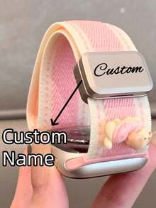 [Customized] Personalized Name Y2k 3D Dog Nylon Cute Stripe Magnetic Band Compatible With Apple Watch Band Series S10 9 8 7 SE S11 10 42mm 46mm 38 40 41mm 42 44 45mm 49mm Summer Men Women Strap - A - View 1