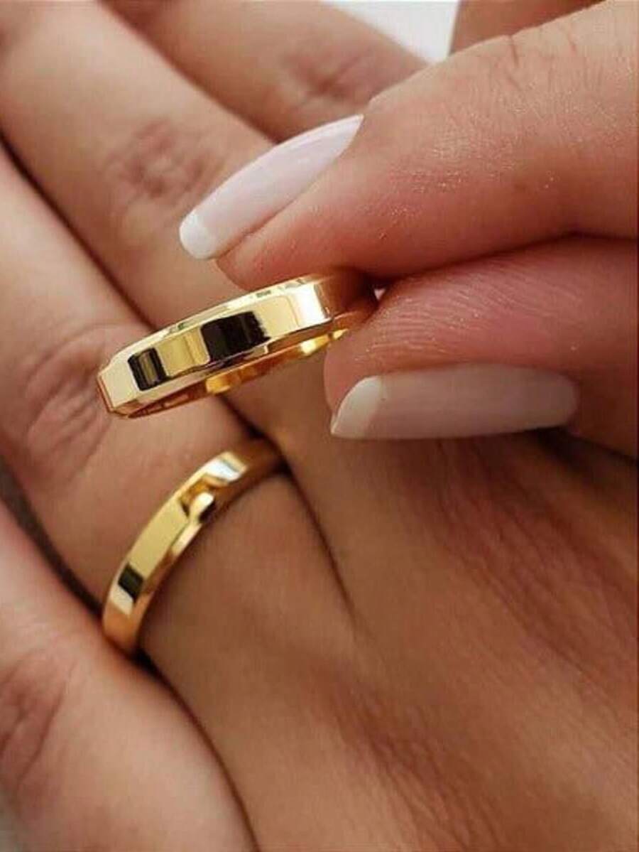 18k Gold Plated Couple's Ring Kit - Vàng - Xem 1