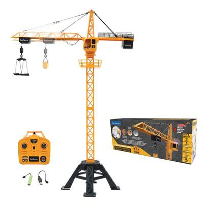 GRÚA DE TORRE CROSSLANDER® PRO - ¡Ponte a trabajar en el sitio de construcción con esta gran grúa controlada por control remoto que cuenta con sonidos y efectos dinámicos!