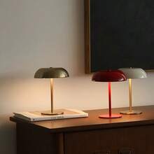 1pc Creative Mushroom Shaped Touch Control Charging Desk Lamp, 3 Color Temperatures & Dimmable, Eye-Protection Light, Metal Body, Suitable For Bedroom, Bedside, Dining Room, Cafe, Camping, Atmosphere Decoration, Home Lighting