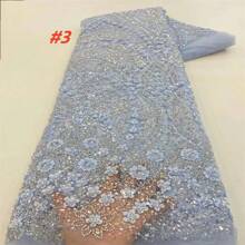 Luxury French Tulle Net Lace 2025 High Quality With Sequins Beads African Nigerian Embroidered Lace Fabrics For Dress Sewing Material