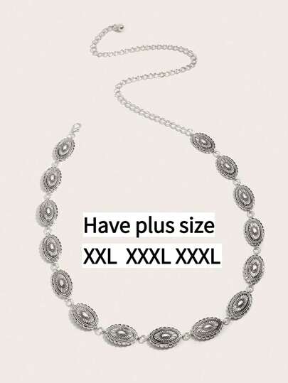 1 st Plusstorlek XXL XXXL XXXXL Westernstil Vintage Blommig Graverad Texturerad Metall Midjekedja Bälte, Lämplig För Strand, Semester, Fest Höst, Halloween