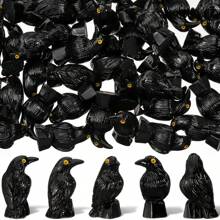 10/50/100 Pcs Mini Crow Statues Mini Resin Crow Statues Black Crows Summer Decoration Halloween Scene Decoration Mini Resin Animal Garden Ornaments