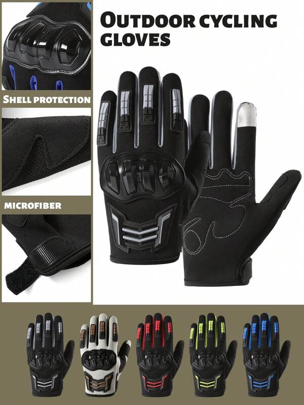 1 Paar Motorradhandschuhe, Outdoor Sport Reithandschuhe mit Stoßabsorption auf der Handfläche, rutschfest, Hartschalenschutz auf der Rückseite der Hand, Vollfinger Handschuhe für Herren