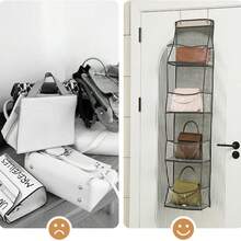 1 件/2 件/3 件 4 层门上悬挂式收纳袋，化妆品壁挂式收纳袋，大容量网状支架，带透明口袋悬挂式储物袋，适用于厨房育儿室浴室壁橱、卧室、宿舍、婴儿尿布、儿童玩具。（4 层网状灰色）