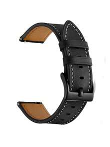 Universal 20mm/22mm Leather Watch Band Compatible With Samsung Galaxy Watch 7 FE 6 5 4 40mm/44mm, Samsung Watch 5 Pro 45/44mm, Samsung Watch 6 43/40/44mm, Samsung Watch 4 Classic 46/40/44mm, Galaxy Watch 7 Ultra 47mm, Galaxy Watch Active 2, Smartwatches, Quick Release Business Travel Fashion Strap For Men & Women - Black - View 7
