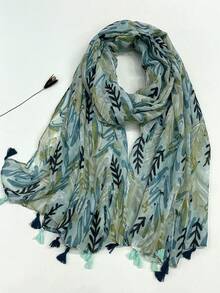 Khăn choàng tua rua thoáng khí mới, khăn quàng cổ phong cách thanh lịch thời trang dành cho nữ bằng lụa, khăn quàng cổ dài màu sắc tươi sáng dùng để chống nắng ngoài trời, khăn choàng đi biển, khăn trùm đầu đa năng, mùa xuân/hè - Nhiều màu - Xem 3