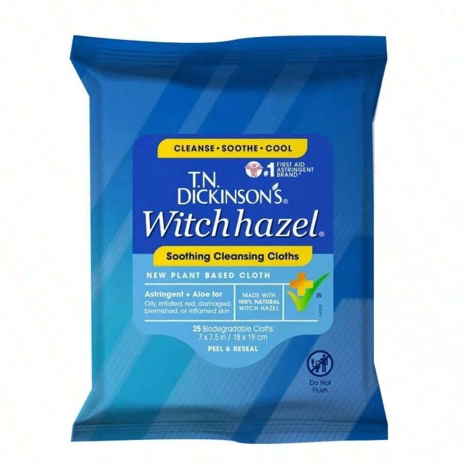 Summer Skin Savior! 25ct Natural Witch Hazel Wipes - Makeup Remover & Cleansing Duo For Sensitive Skin, Travel-Friendly & Non-Irritating