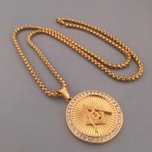1Pc New Retro Fashion Design Freemason Pendant Necklace, Personal Personalized Street Charm Exquisite Jewelry Accessories