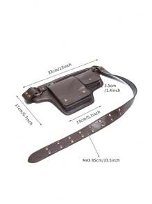 Punk Style Vintage PU Leather Waist Bag - Fanny Pack For Outdoor Sport And Travel