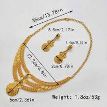 3pcs Middle Eastern Style Jewelry Set: Necklace & Earrings, European & American Bridal Jewelry Set