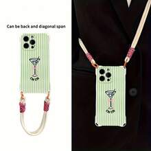 Funda para teléfono 1 pieza Una elegante correa para el hombro tipo bandolera, patrón Correa para el hombro tipo bandolera Correa de mano anticaída de cuatro esquinas Funda protectora para teléfono móvil Puede colgarse hacia atrás Funda para teléfono móvil suave adecuada para la serie 12 13 14 15 16 Pro Pro Plus - - Colores mixtos 1 - Ver 3