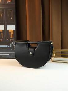 面条设计手提包，饺子形女士斜挎包，马鞍包 - 黑色 - 查看 6