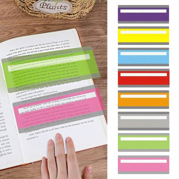 8 tiras de guia de leitura, rastreadores de linhas de leitura coloridos, auxiliares de leitura de livros, marcadores de leitura em camadas, materiais educacionais, lembrancinhas de volta às aulas