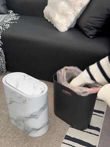 1 pieza Basurero estrecho de accesorios de baño de estilo nórdico con textura de grano de mármol