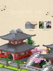 Serie de Arquitectura China del Jardín de Suzhou Juguete de bloques de construcción de micropartículas, Juguete creativo DIY, Set de decoración de ensamblaje de fiestas, Kit de arquitectura ABS, Colección de exhibición de oficina. Una opción de regalo ideal para vacaciones y cumpleaños.