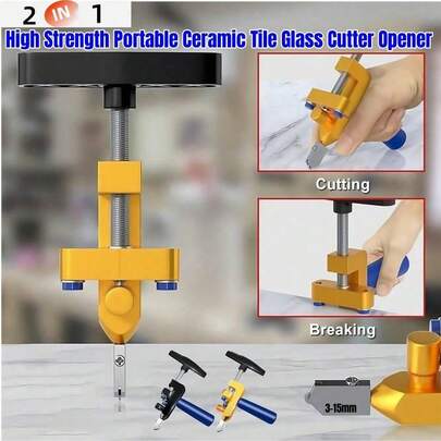 Dụng cụ mở kính gạch men cầm tay 2 trong 1 có độ bền cao, dụng cụ cắt kính cầm tay tích hợp ranh giới nhà, dụng cụ cắt kính gạch men với 3 lưỡi thép vonfram, dụng cụ cắt gạch thủ công 2 trong 1 có kìm phá, dụng cụ cắt kính cầm tay cho gạch men 3-15mm, kính, gương, bộ dụng cụ tự làm tại nhà