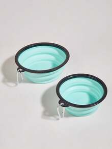 Zusammenklappbarer Reise-Napf für Haustiere, 2-in-1 Silikon Futter- und Wasserschale für Hunde/Katzen, auslaufsicheres faltbares Design mit Karabinerhaken, tragbare Outdoor Fütterungsschale für Wandern/Camping/Roadtrips, perfektes Geschenk für Abenteurer/Reisende, großartig für den Tag des Nationalen Haustiers & Sommerurlaube