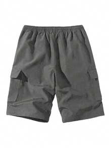 Quần short Cargo thường ngày cho nam, Polyester nhiều màu, Cạp rút, Dây đeo vai có thể điều chỉnh, Cạp chun, Nhiều túi, Thích hợp cho phòng tập, tập luyện, hoạt động thường ngày, Có thể giặt bằng máy, Quần short chạy bộ giải trí mùa hè, Vải bền - Xám - Xem 3