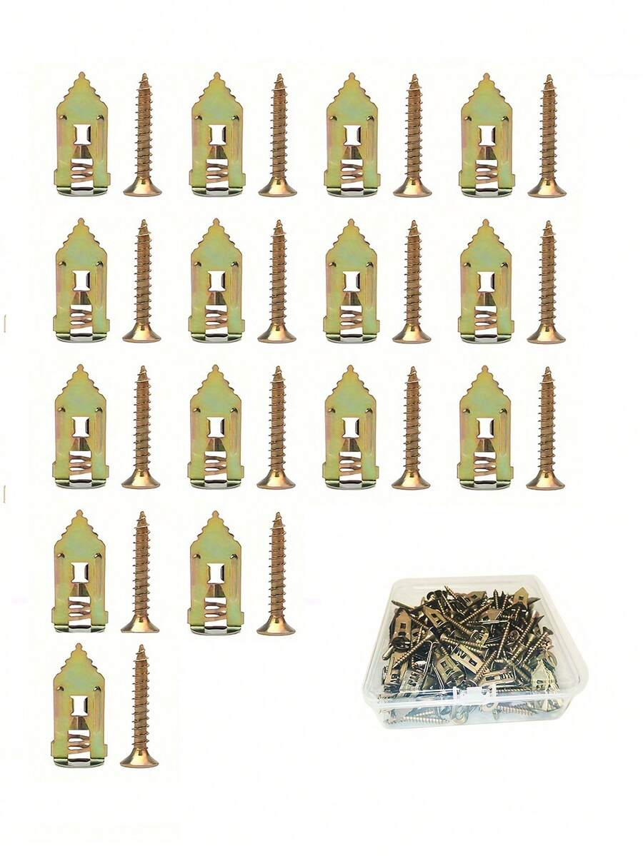 30/60 piezas de anclajes para panel de yeso autoperforantes (con tornillos), 30/60 piezas de anclajes para panel de yeso (0.43x1.18 pulgadas) y 30/60 piezas de tornillos de expansión de zinc, acero galvanizado mejorado en 2025, sin necesidad de perforar, pueden soportar hasta 30 kg, para montaje en pared