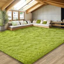 eluckya Plush And Thick Long-Pile Carpet, Super Soft And Comfortable Rug, Non-Slip Thick Pile Carpet, Suitable For Bedrooms, Living Rooms, Bathrooms, Dorm Rooms, Room Decor, Kitchen Essentials, Family Gatherings, Valentine's Day, Birthday Parties, Home Decor, Bedroom Decor. - 果綠色 - 查看 1