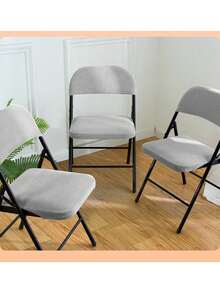 4/6 件，玉米格子折叠椅套 - 可拉伸，松紧带设计，可机洗，现代家居装饰，纹理面料，防滑套，易于安装，客厅椅套 - 淺灰色 - 查看 3