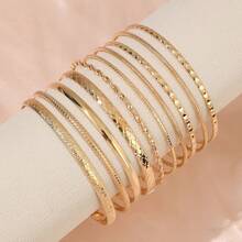 10Pcs/Set Bohemian Charm Bracelets For Women Fashion Twist Texture Bangle Bracelet Jewelry Gift - 銀色 - 查看 6