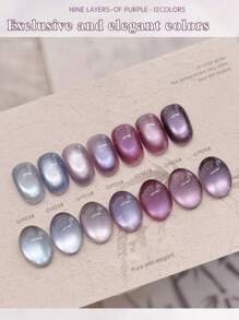 6PCS 2025 New Fruit Sea Water Blue-Green Fine Magnetic Powder Cat Eye Gel Nail Polish 12ml, Spring And Summer Ice Transparent Magnetic Nail Art Set, Includes Base Coat And Top Coat, Requires UV Lamp, Holographic Transparent Colors For Work/Commute/Dating, Hot-Selling 6-Color Set, Salon-Grade 28-Day Durability, Internet Celebrity Nail Design.