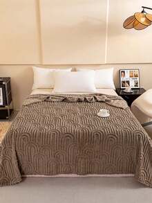 Double-Sided Taffeta Flocking Solid Color Bedspread Blanket, Modern Polyester Jacquard Weave Blanket, Machine Washable, Suitable For Bedroom, Sofa, Living Room, Napping, Gift,Fall Decor,Autumn Decor,Room Decor - Coffee Brown - View 4