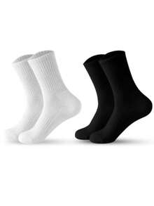 1/5/10 Pairs Black & White Plain Ankle Elastic Band Unisex Running And Cycling Sports Socks - Multicolor - View 17