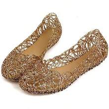 Womens Sandals Flat Jelly Shoes Slip On Hollow Out Loafers… - Vàng - Xem 3