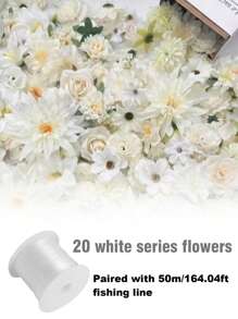1pc Monochrome Series Floating Artificial Flowers Curtain, Creative Photography Prop, Indoor Outdoor Floral Decor, Plastic Fake Flower Petals Waterfall, Romantic Wedding Backdrop, 3-10cm Random Size, Decoration Material Pack
