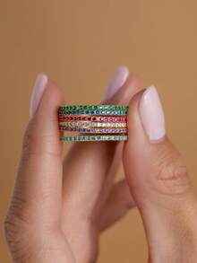 1pc BirthStone Ring 12 Month Color Zirconia Inlaid Rings For Women Stainless Steel PVD Plated Gold Color Engagement Wedding Jewelry - Ring - View 8