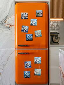 1/6 件丙烯画世界名画系列磁贴，创意个性油画冰箱贴，适用于厨房、办公室、家居装饰、学校用品、返校