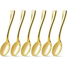 Posh Setting  Plastic Mini Gold Spoons, Gold Mini Spoons, Gold Plastic Mini Dessert Spoons, Disposable Tiny Gold Spoons, 4 Inch Mini Spoons For Appetizers, Taster Spoons, I Cream Spoons(80 Pack) - Thìa vàng mini - 80 chiếc - Xem 9