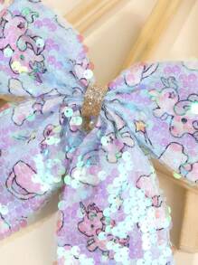 1pc Adorable Unicorn Hair Bow For Girls Colorful Sequins Bow Alligator Clip With Tail Sparkly Hawaii Vacation Hair Clips Cute Sweet Unicorn Barrettes Daily Hairpin Teens Hair Accessory - Multicolor - View 6