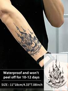 1 peça de tatuagem falsa temporária, tatuagem semipermanente de raposa de nove caudas, à prova d'água e suor, dura de 1 a 2 semanas, suco de ervas realista, antifricção, não reflexivo, preto, para mulheres e homens, adesivos de tatuagem para braço, peito, perna, abdômen, cintura, dedos, pescoço, coluna, arte corporal modernista