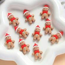10/20pcs Mini Resin Gingerbread Man Molds, Suitable For DIY Crafts, Jewelry Making, Home Decor, Perfect Jewelry Accessories, Ideal Gifts For Family And Friends, DIY Crafts, Bead Storage, Beading And Jewelry Making